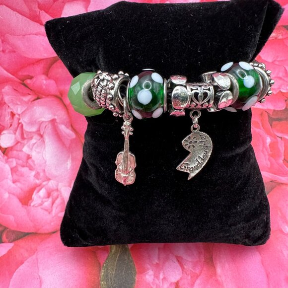 Pandora Bracelet w/13 Charms, Including One Authentic Pandora Charm and 12 unbra - Picture 8 of 15